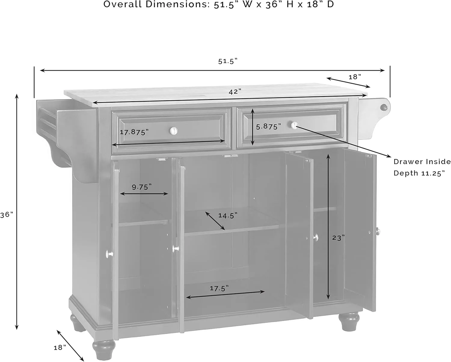 Crosley Furniture Cambridge Wood Top Rolling Kitchen Island Storage Cart, Microwave Stand, Spice Rack, Black