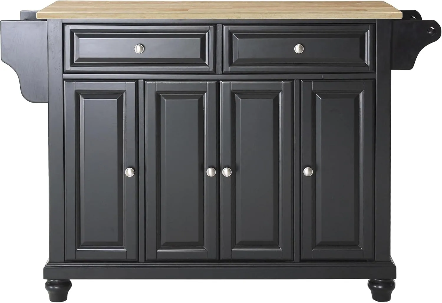 Crosley Furniture Cambridge Wood Top Rolling Kitchen Island Storage Cart, Microwave Stand, Spice Rack, Black