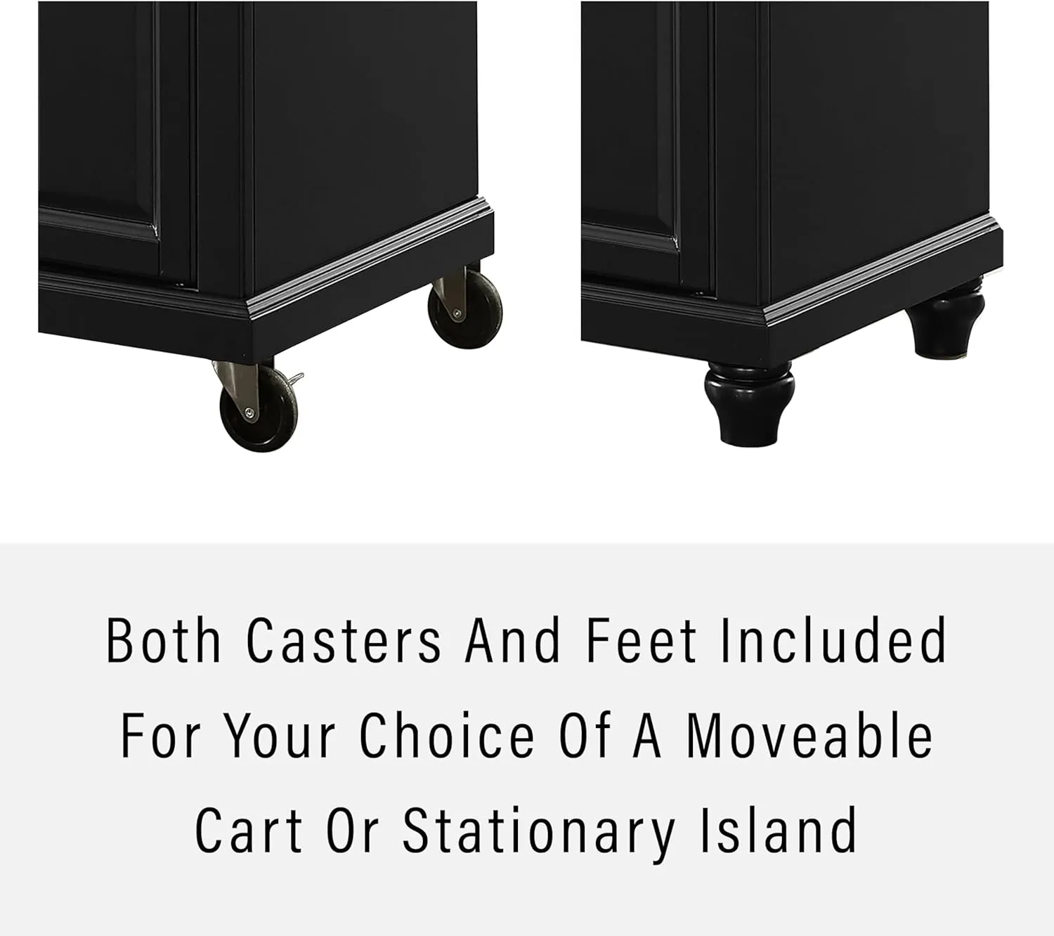 Crosley Furniture Cambridge Wood Top Rolling Kitchen Island Storage Cart, Microwave Stand, Spice Rack, Black