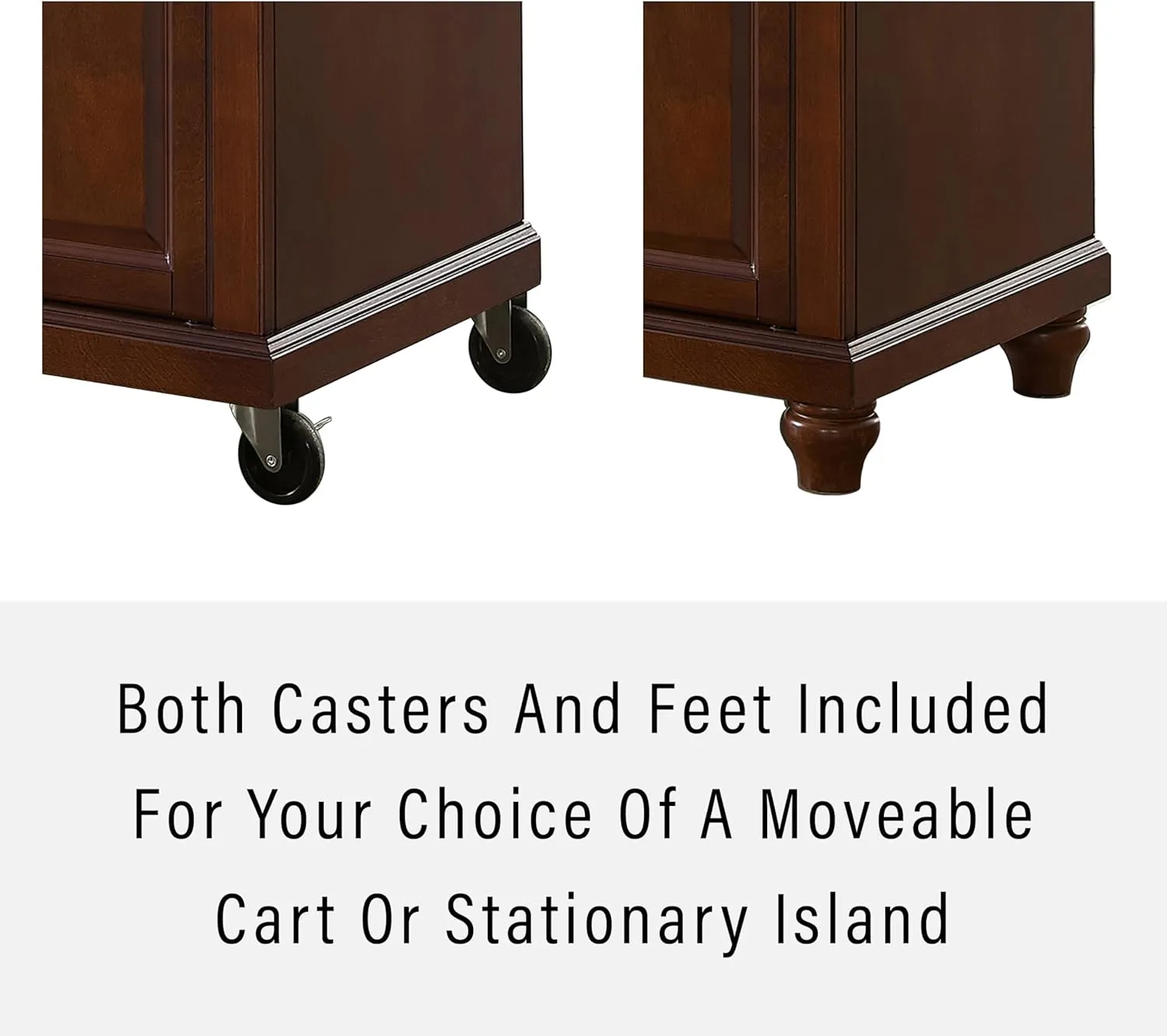 Crosley Furniture Cambridge Wood Top Rolling Kitchen Island Storage Cart, Microwave Stand, Spice Rack, Mahogany