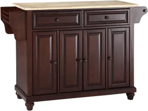 Crosley Furniture Cambridge Wood Top Rolling Kitchen Island Storage Cart, Microwave Stand, Spice Rack, Mahogany
