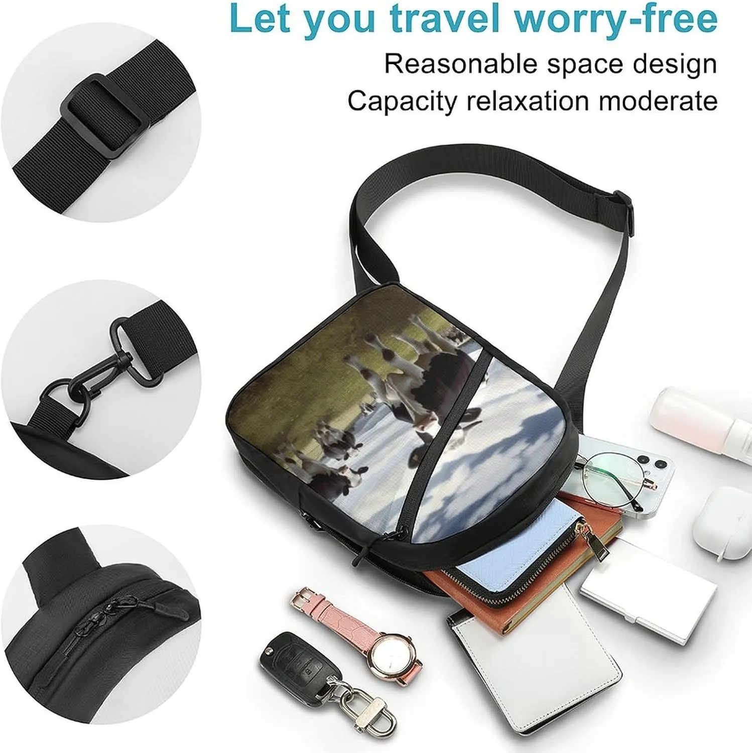 Crossbody Bag for Women Men Chest Bag Flamingo Palm Trees Leaf Sling Bag Crossbody Shoulder Bag Sling Backpack