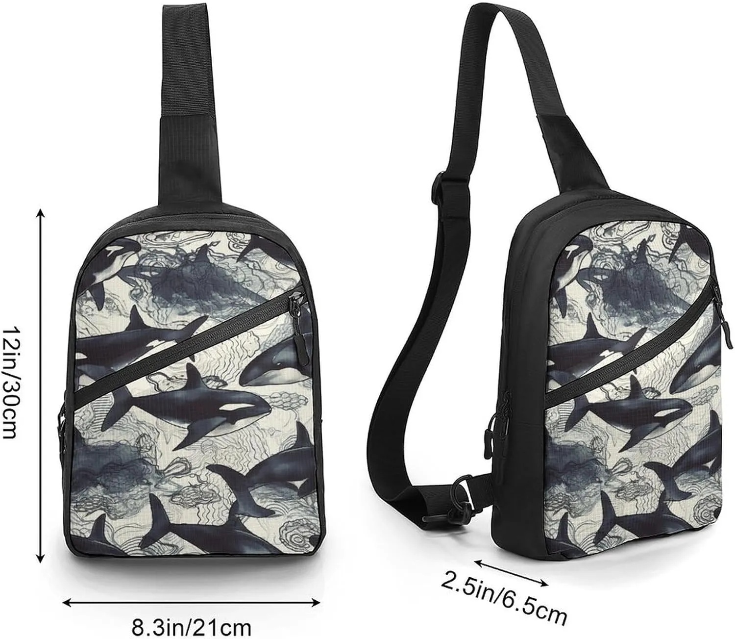 Crossbody Bag for Women Men Chest Bag Killer Whale Sling Bag Crossbody Shoulder Bag Sling Backpack