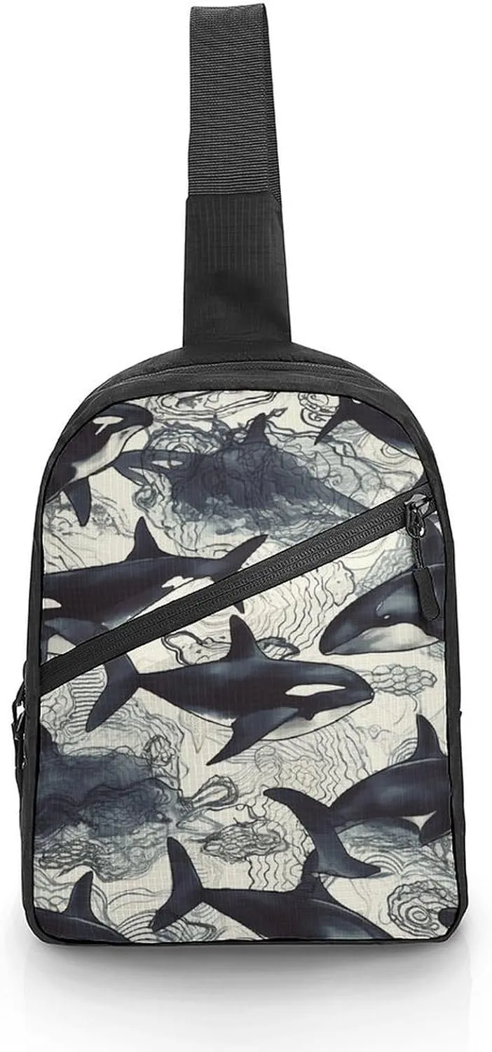 Crossbody Bag for Women Men Chest Bag Killer Whale Sling Bag Crossbody Shoulder Bag Sling Backpack