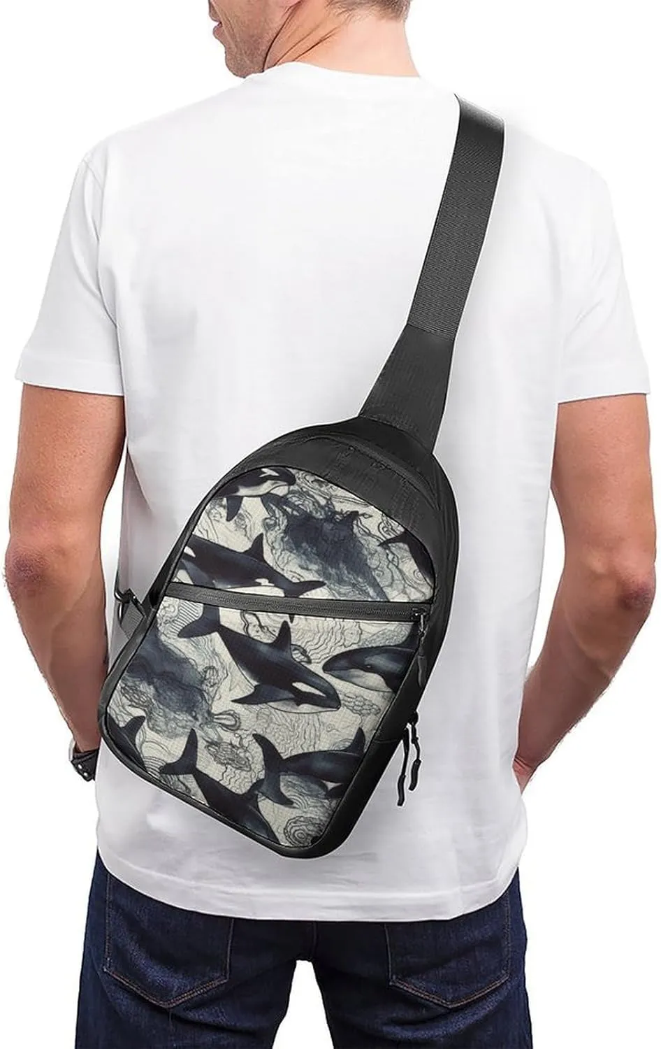 Crossbody Bag for Women Men Chest Bag Killer Whale Sling Bag Crossbody Shoulder Bag Sling Backpack