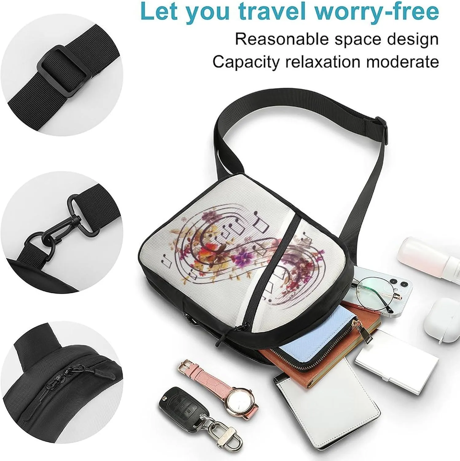 Crossbody Bag for Women Men Chest Bag Pug Sling Bag Crossbody Shoulder Bag Sling Backpack