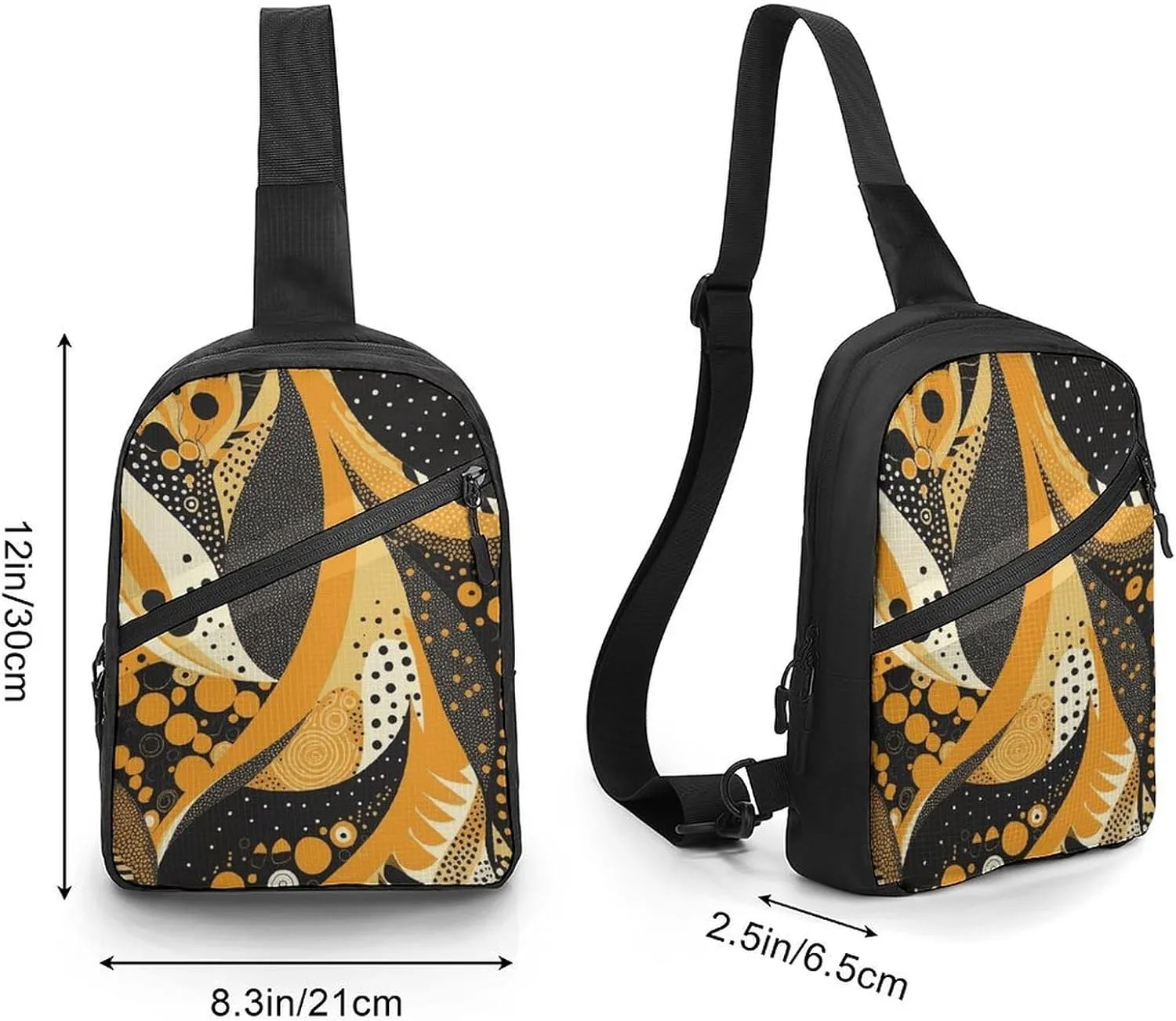 Crossbody Bag for Women Men Chest Bag Yellow Pattern Sling Bag Crossbody Shoulder Bag Sling Backpack