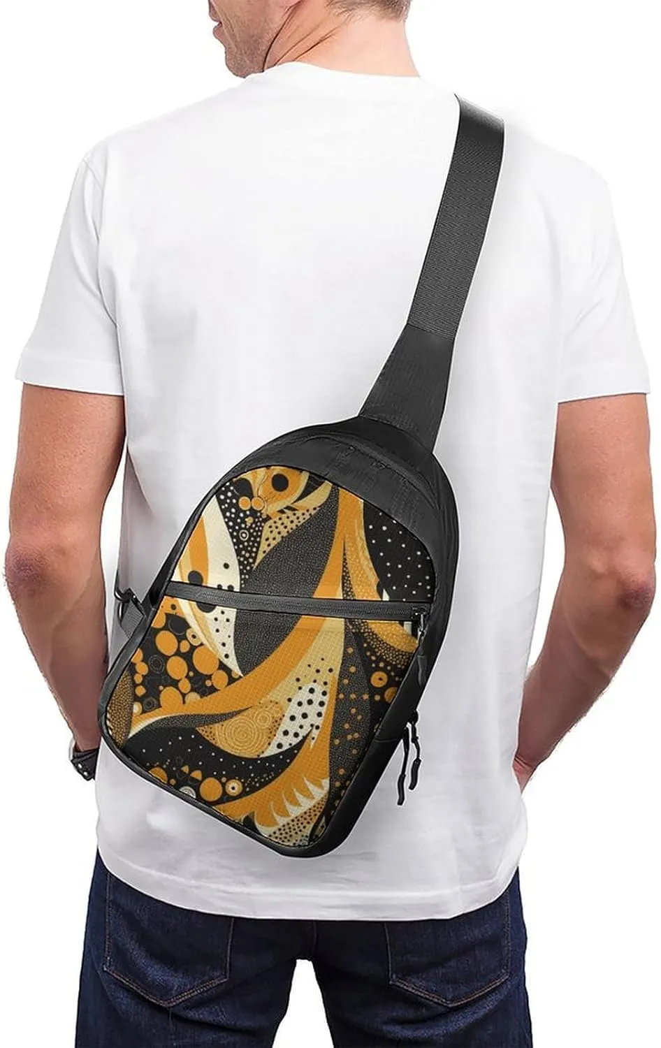 Crossbody Bag for Women Men Chest Bag Yellow Pattern Sling Bag Crossbody Shoulder Bag Sling Backpack
