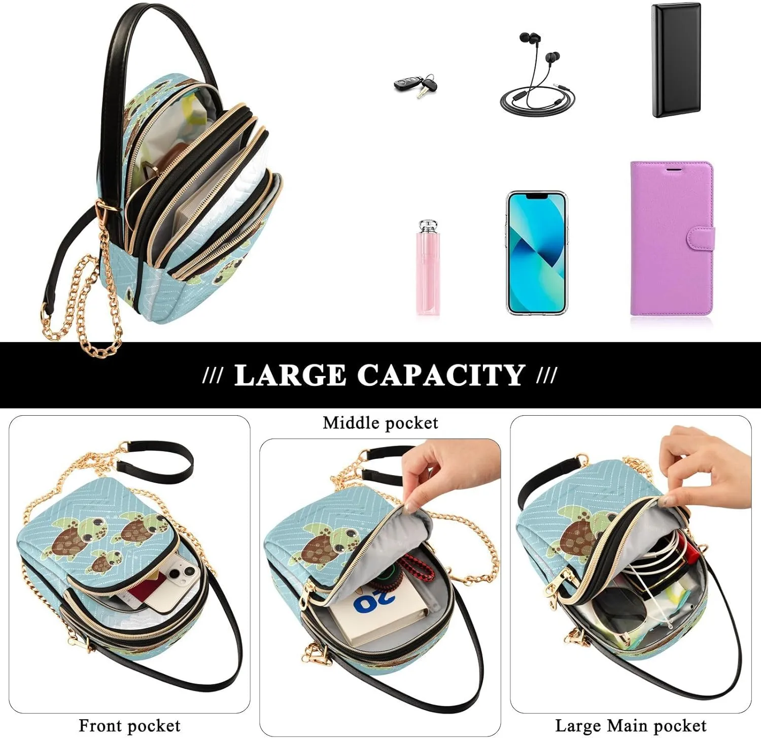 Crossbody Bags Crossbody Purse Chest Bag Sun Moon Stars Witch for Women Trendy
