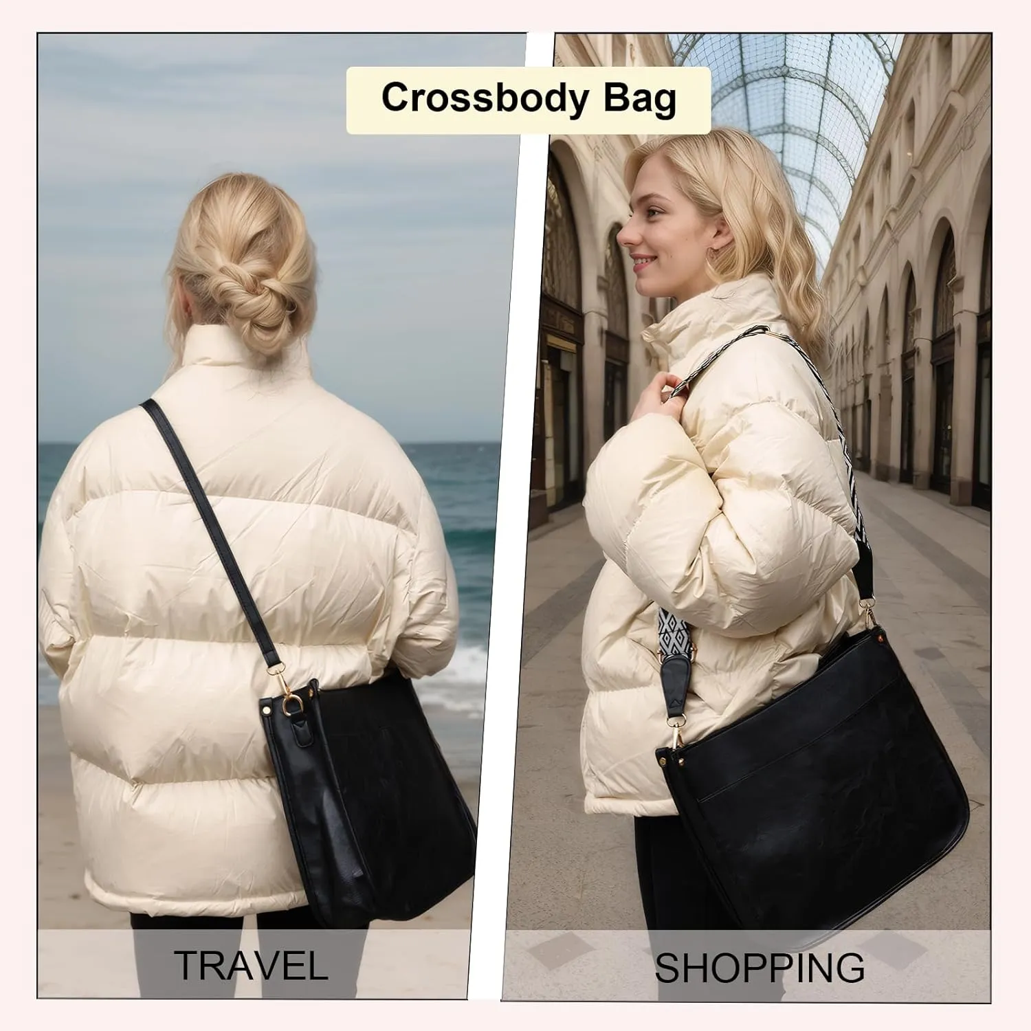 Crossbody Bags for Women Handbags Shoulder Bag with Adjustable Strap Women's Crossbody Purses Vegen Leather Hobo Bags