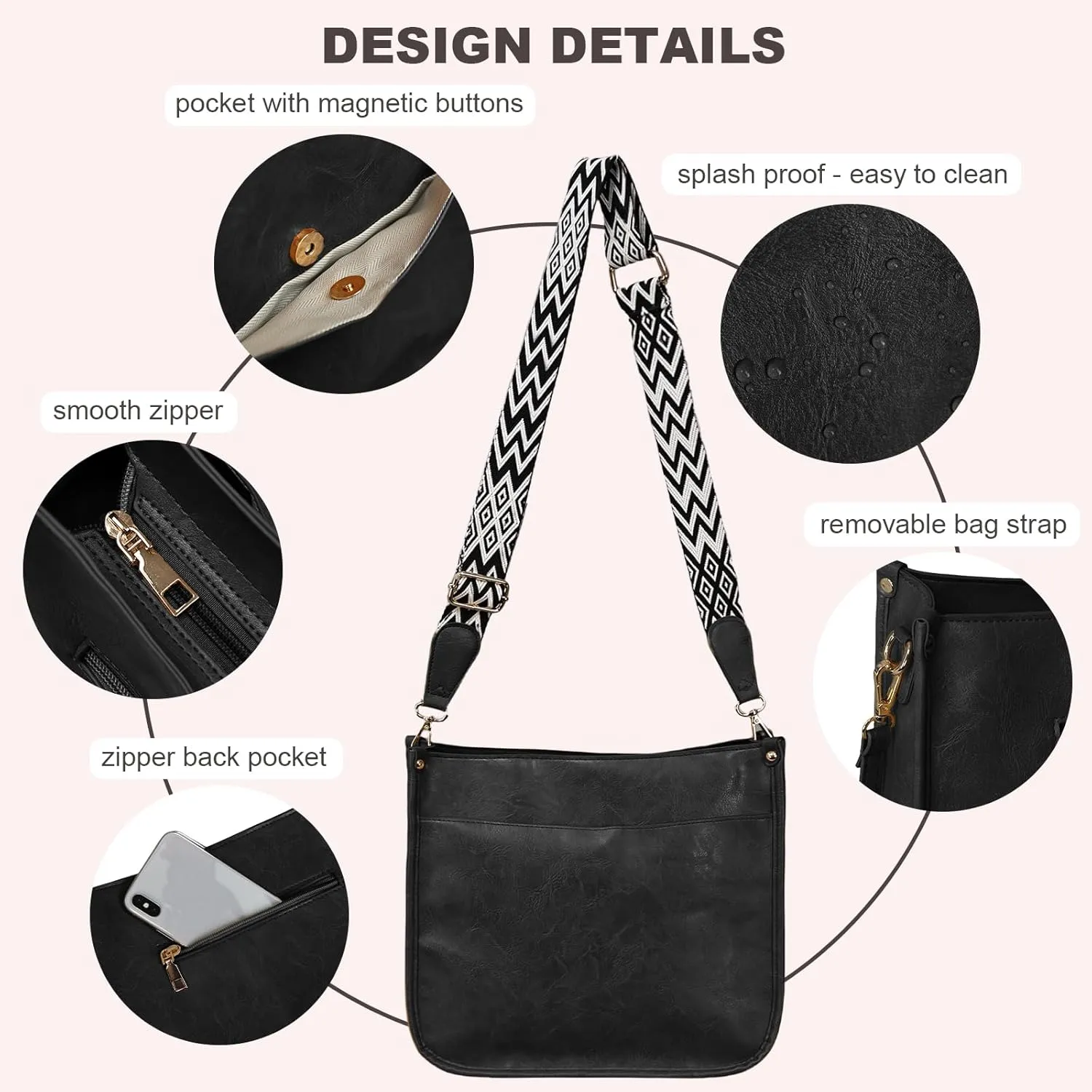 Crossbody Bags for Women Handbags Shoulder Bag with Adjustable Strap Women's Crossbody Purses Vegen Leather Hobo Bags