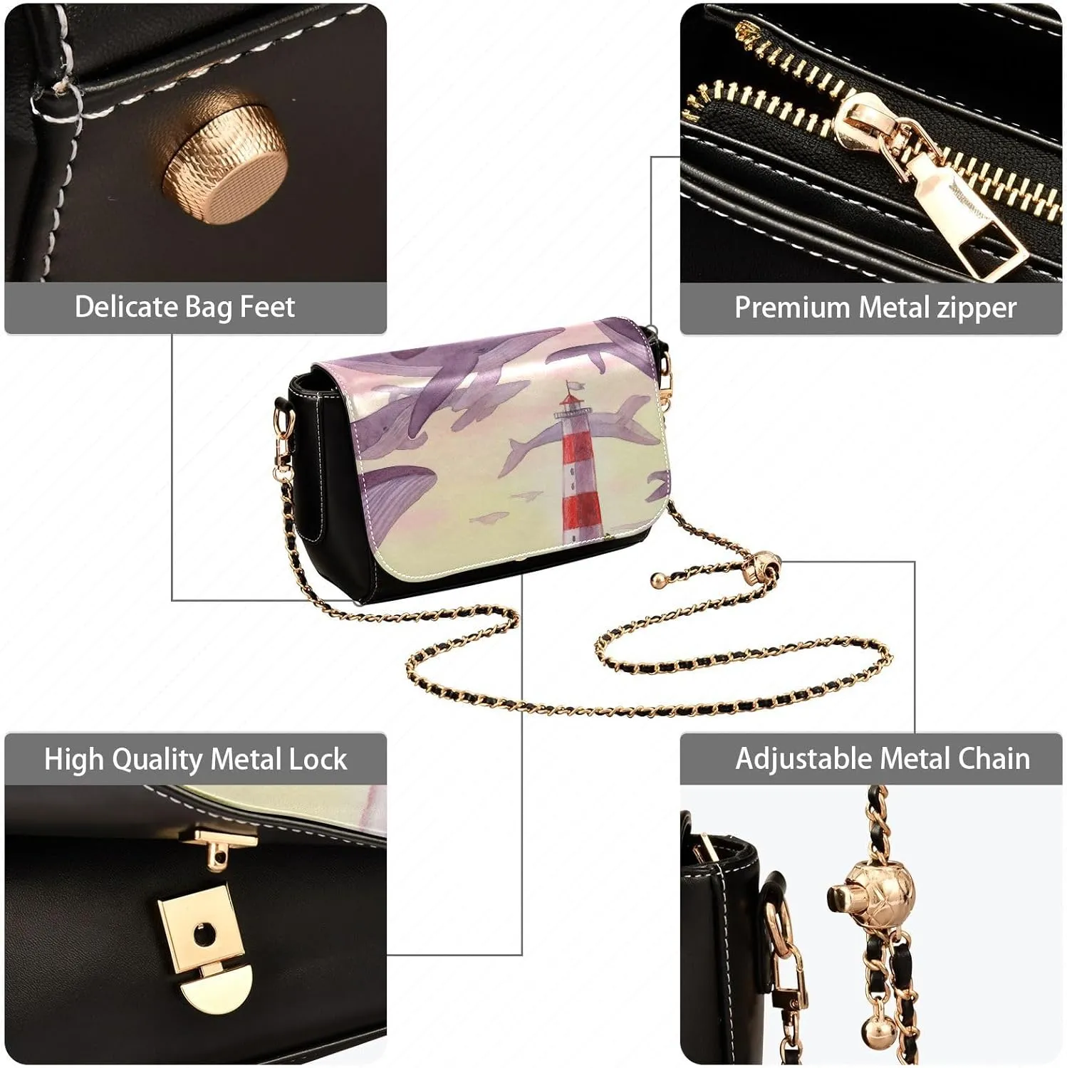 Crossbody Bags for Women Trendy Women's Black Shoulder Bag Small PU Leather Flap Cross Body Bag Handbags