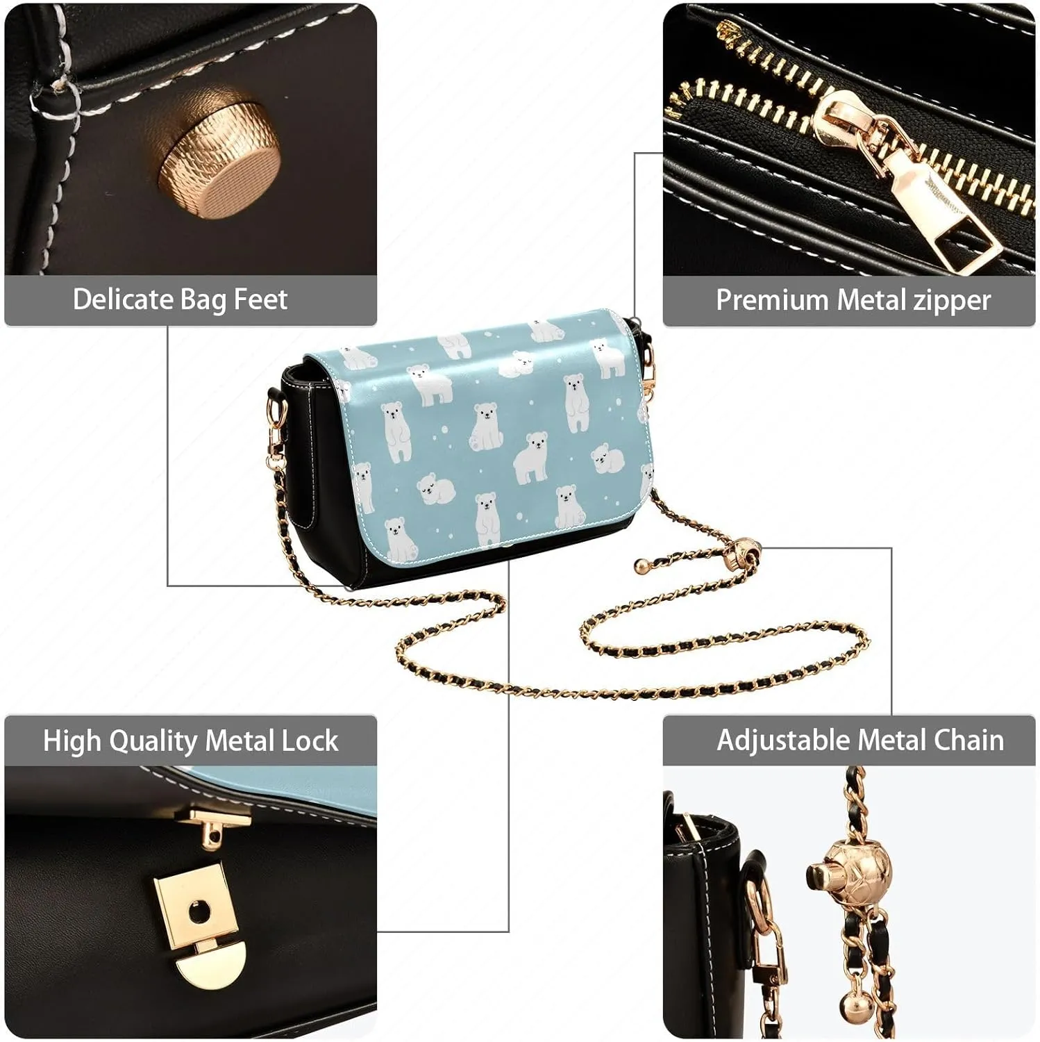 Crossbody Bags for Women Trendy Women's Black Shoulder Bag Small PU Leather Flap Cross Body Bag Handbags