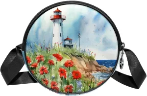 Crossbody Bags for Women,Crossbody Bag Men,Small Sling Bag,Flower Bush Summer Lighthouse,Crossbody Purse