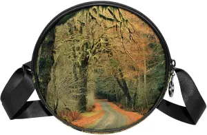 Crossbody Bags for Women,Crossbody Bag Men,Small Sling Bag,Scenic Road in Forest,Crossbody Purse