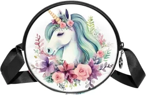 Crossbody Bags for Women,Crossbody Bag Men,Small Sling Bag,Unicorn Floral Bushes,Crossbody Purse