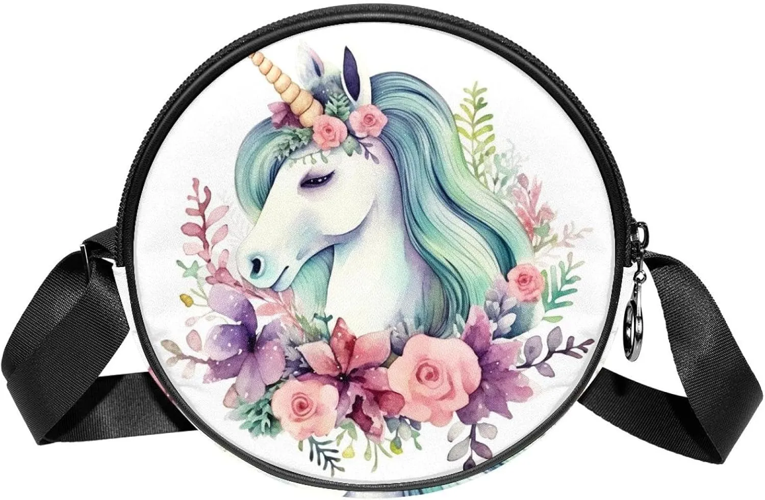 Crossbody Bags for Women,Crossbody Bag Men,Small Sling Bag,Unicorn Floral Bushes,Crossbody Purse