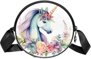 Crossbody Bags for Women,Crossbody Bag Men,Small Sling Bag,Unicorn Floral Bushes,Crossbody Purse