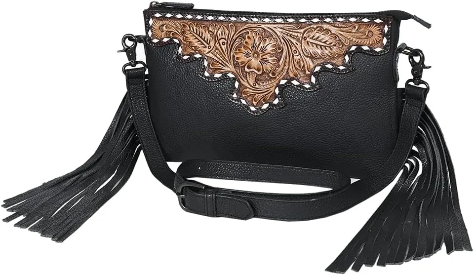 Crossbody Hand Tooled Genuine Leather Women Bag Western Handbag Purse