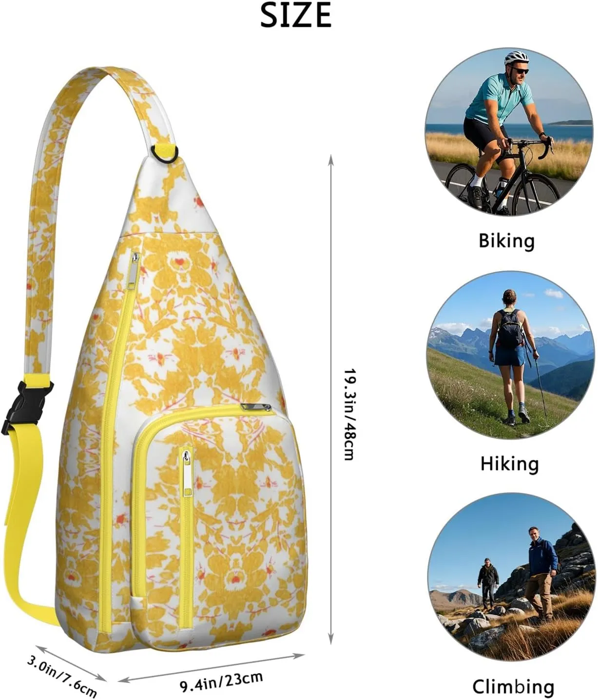 Crossbody Sling Bag for Women & Men Floral Lightweight Shoulder Chest Bag Hiking Travel Casual Chest Bags Sling Backpack Water Resistant Shoulder Daypack for Travel