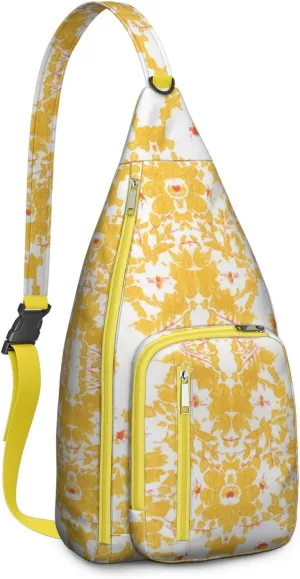 Crossbody Sling Bag for Women & Men Floral Lightweight Shoulder Chest Bag Hiking Travel Casual Chest Bags Sling Backpack Water Resistant Shoulder Daypack for Travel