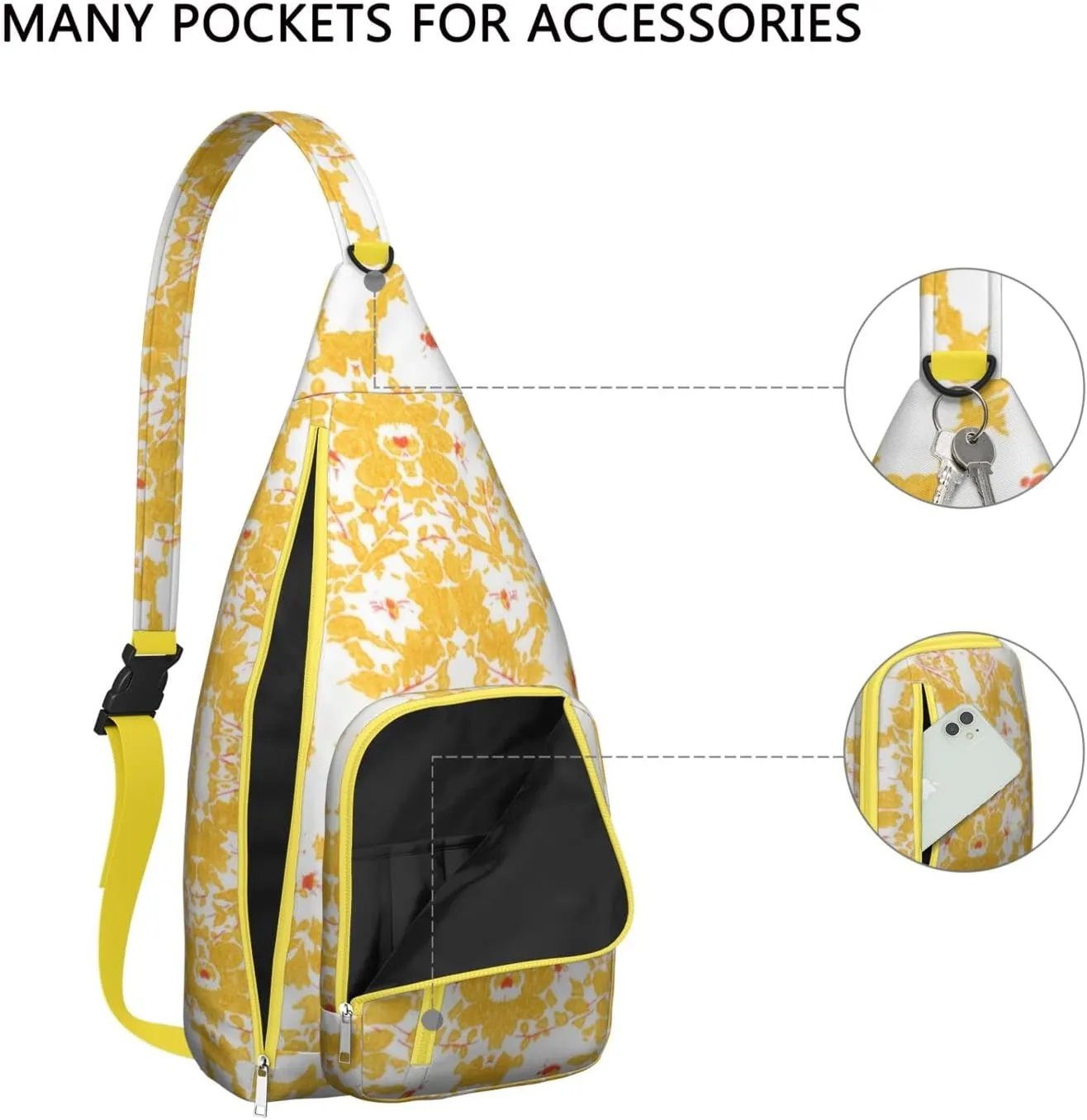 Crossbody Sling Bag for Women & Men Floral Lightweight Shoulder Chest Bag Hiking Travel Casual Chest Bags Sling Backpack Water Resistant Shoulder Daypack for Travel