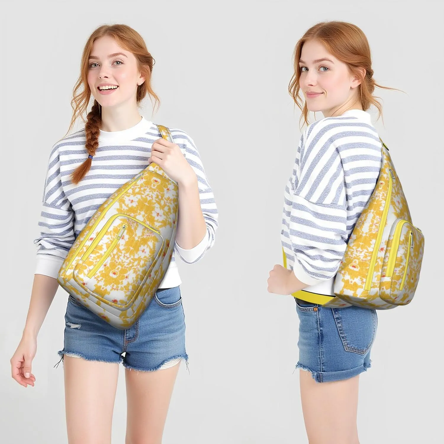 Crossbody Sling Bag for Women & Men Floral Lightweight Shoulder Chest Bag Hiking Travel Casual Chest Bags Sling Backpack Water Resistant Shoulder Daypack for Travel