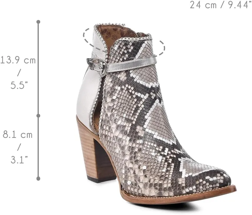 Cuadra Women's Bootie in Genuine Exotic Python Leather White 3F0JPH