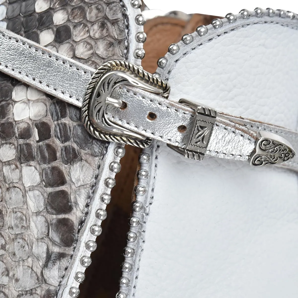 Cuadra Women's Bootie in Genuine Exotic Python Leather White 3F0JPH