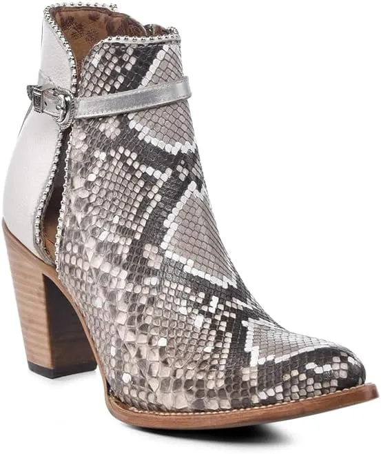 Cuadra Women's Bootie in Genuine Exotic Python Leather White 3F0JPH