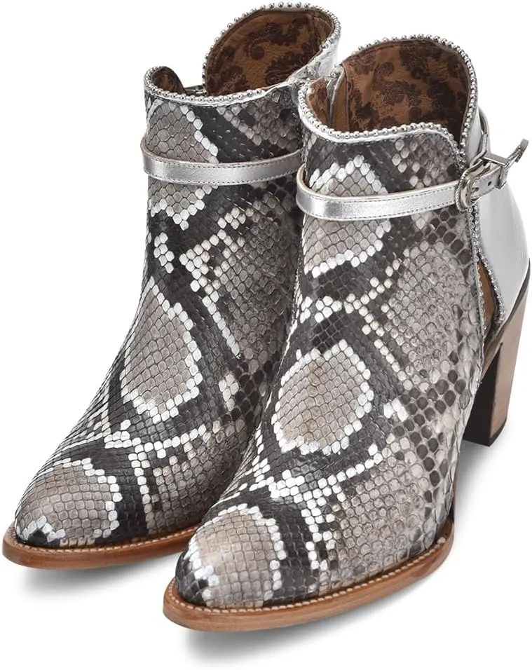 Cuadra Women's Bootie in Genuine Exotic Python Leather White 3F0JPH