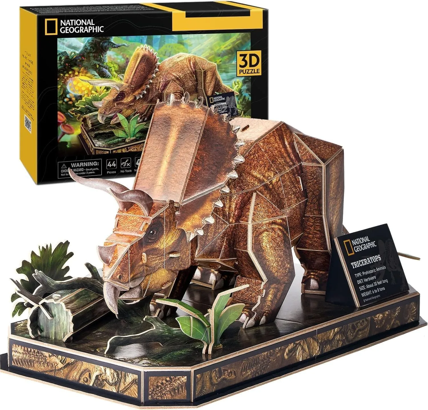 CubicFun Puzzle 3D National Geographic Triceratops, Dinosaur, Puzzle, 8 