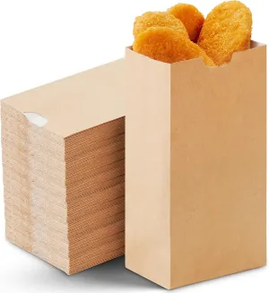 Culinware Brown Paper Bags Wax Lined 1 Lb – Grease Resistant Paper Bags for Sandwiches, Fries, Popcorn, Donuts and Creamy, Greasy Food – Ecofriendly Bulk Food Bags – 3.5 x 2.17 x 6.75 In - 250 Count