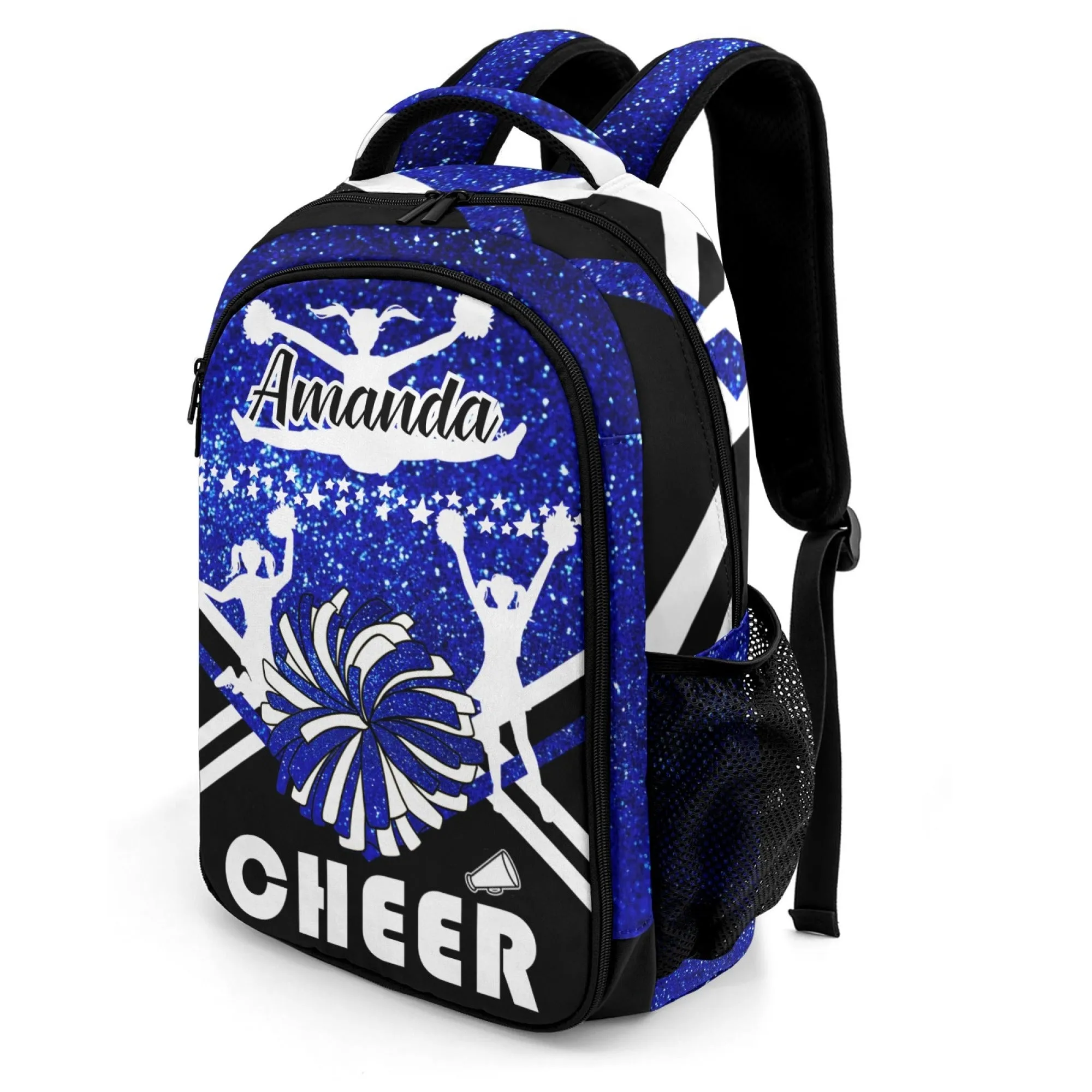 Custom Cheer Cheerleader Green Blue Gold Orange Black Purple Fashion Student's Name Backpack