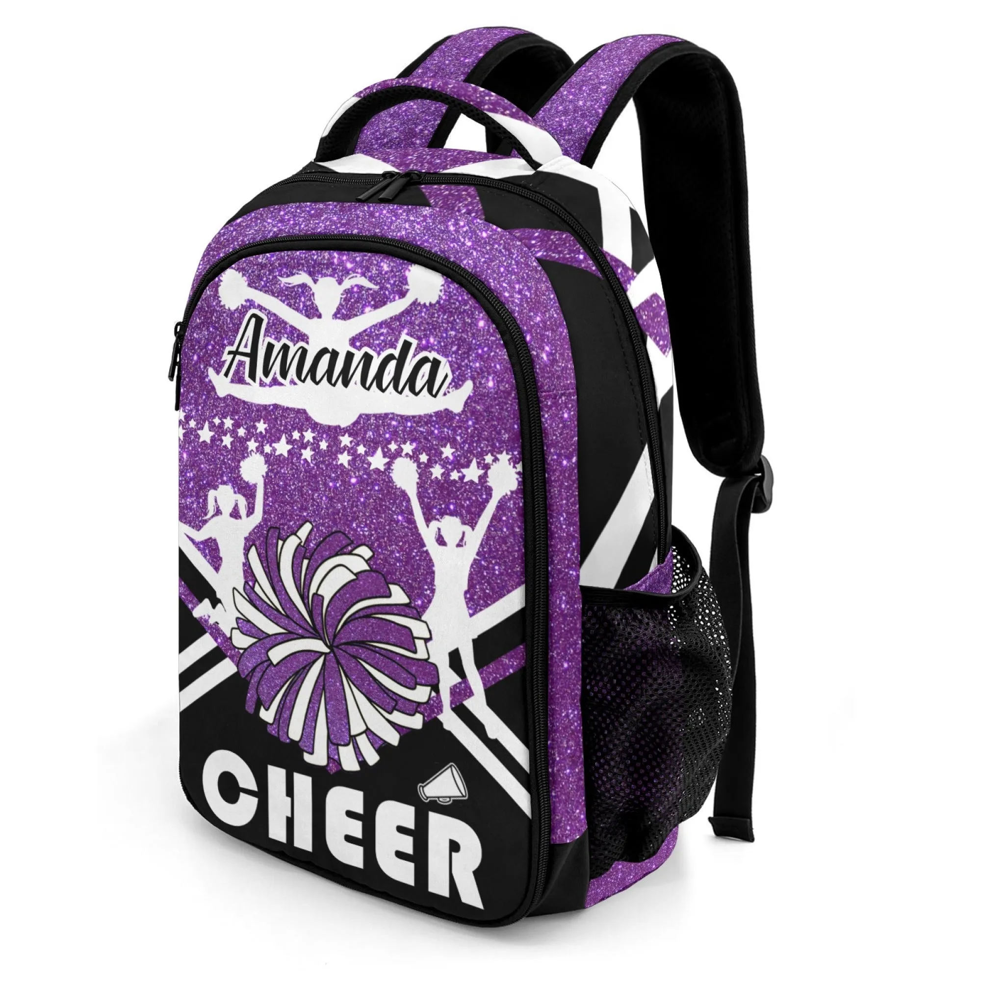 Custom Cheer Cheerleader Green Blue Gold Orange Black Purple Fashion Student's Name Backpack