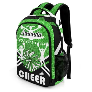 Custom Cheer Cheerleader Green Blue Gold Orange Black Purple Fashion Student's Name Backpack