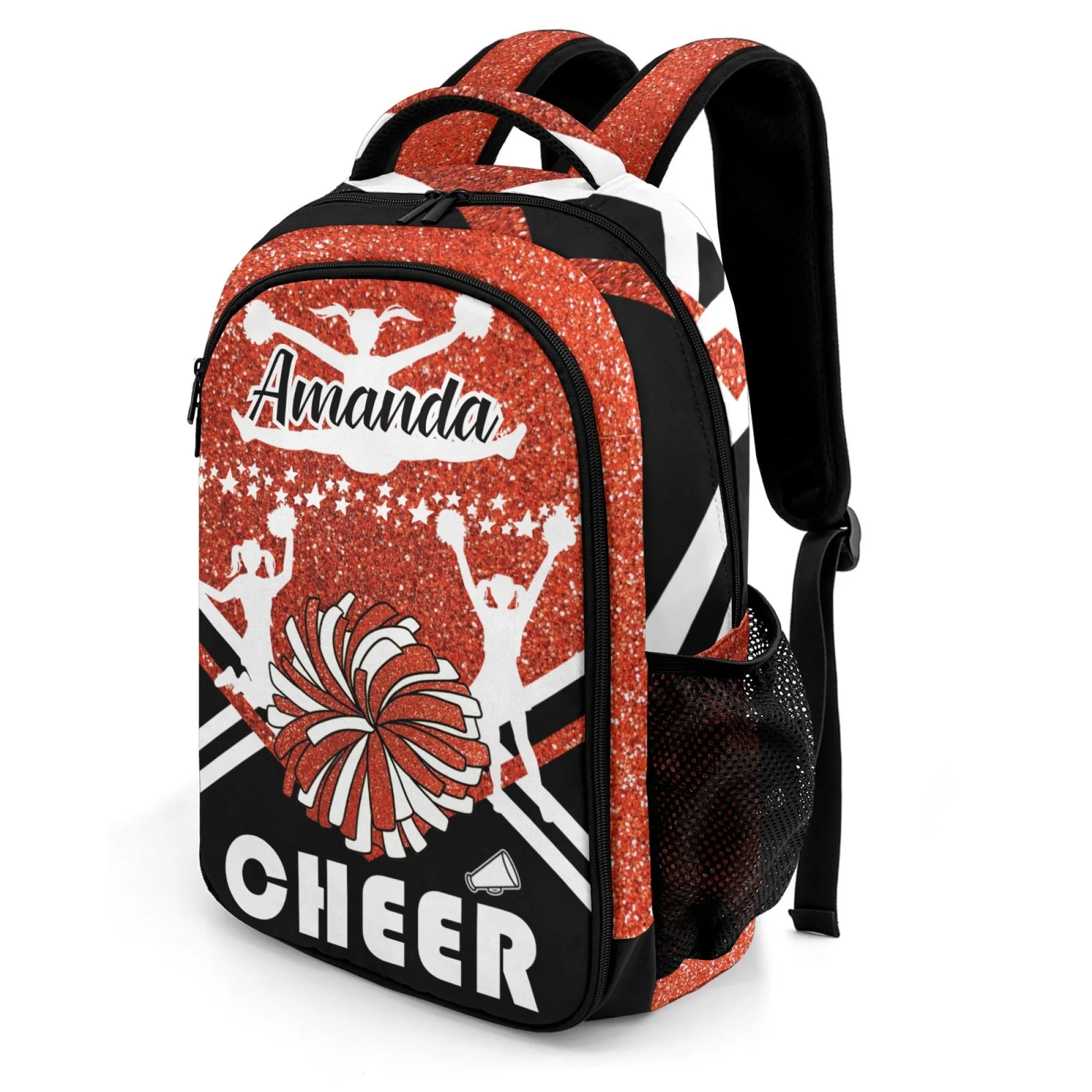 Custom Cheer Cheerleader Green Blue Gold Orange Black Purple Fashion Student's Name Backpack