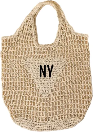 Custom Embroidery Straw Beach Bag with Your Text/Name,Personalized Women Woven Tote Bag,Handbag for Travel,Vacation
