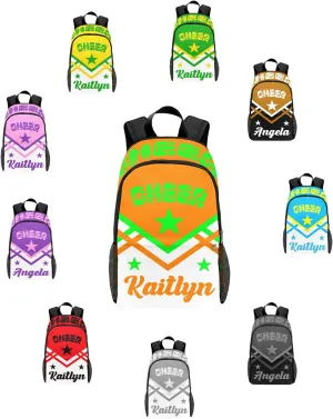 Customized Cheerleader Coach Orange Backpack Personalized Name Schoolbag Multipurpose Daypack Sport Casual Travel Bags for Teen Adult