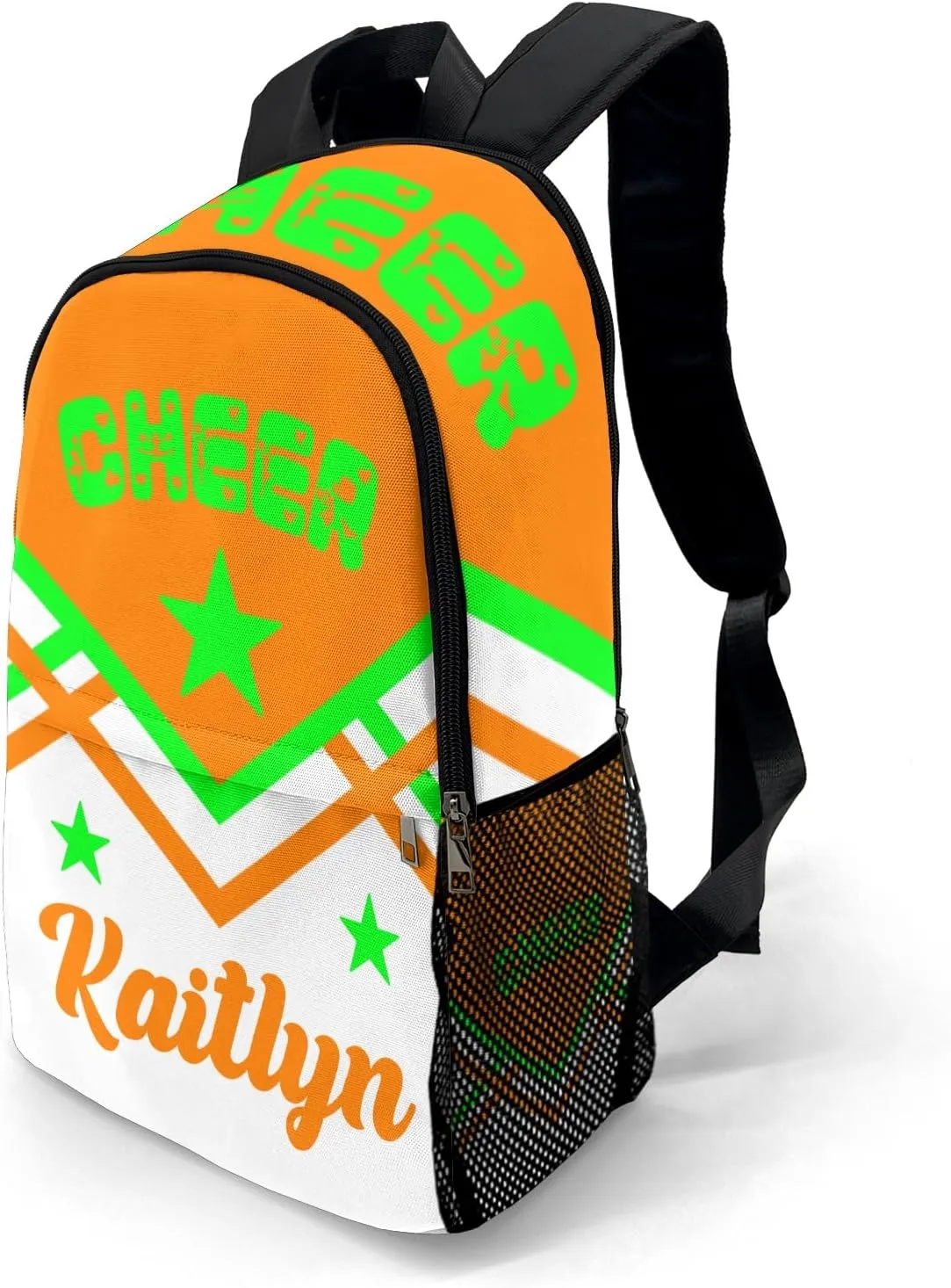 Customized Cheerleader Coach Orange Backpack Personalized Name Schoolbag Multipurpose Daypack Sport Casual Travel Bags for Teen Adult