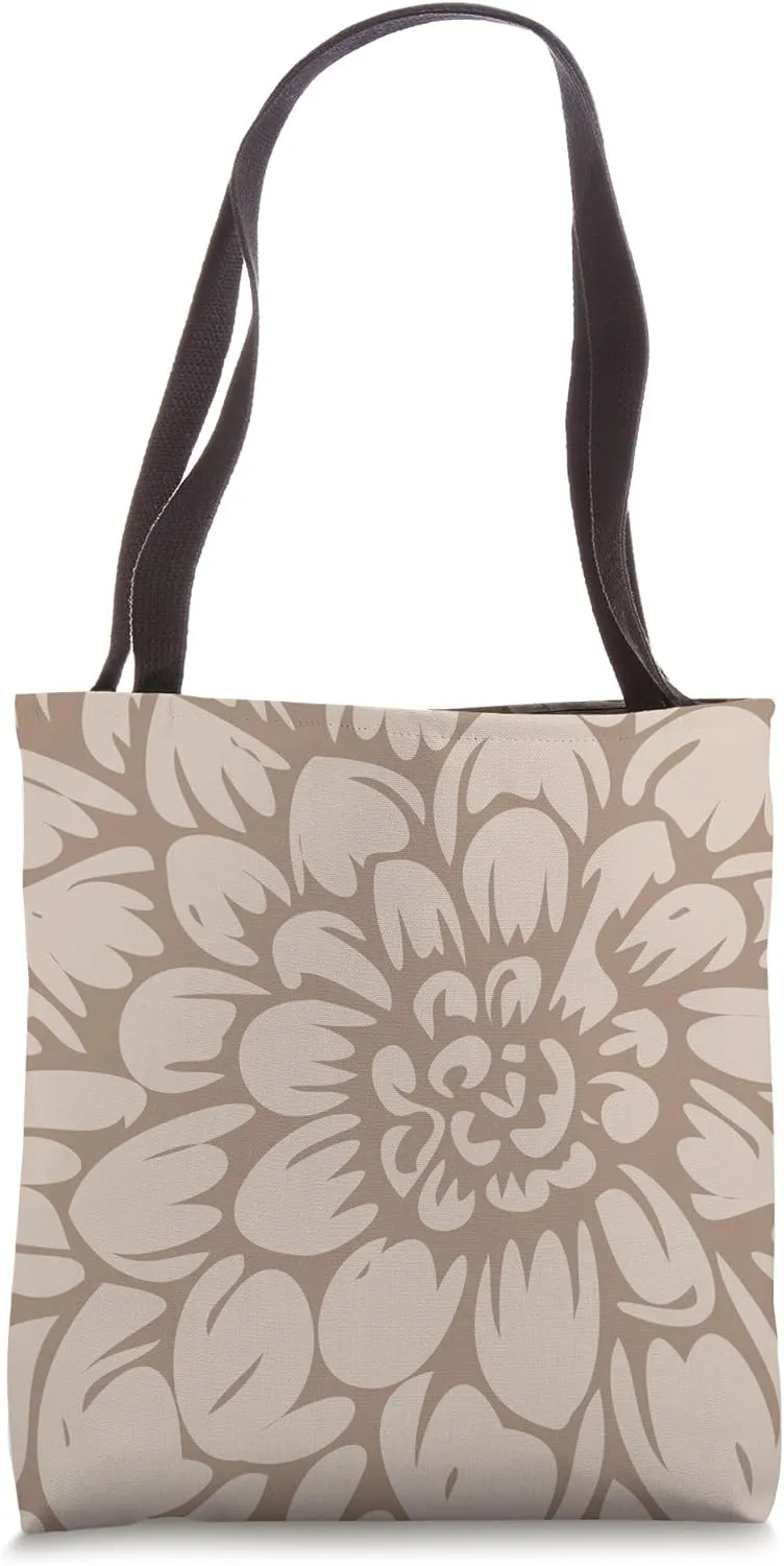 Cute Brown and Tan (Beige) Designer Flower Petals Tote Bag