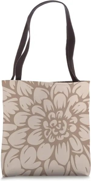 Cute Brown and Tan (Beige) Designer Flower Petals Tote Bag