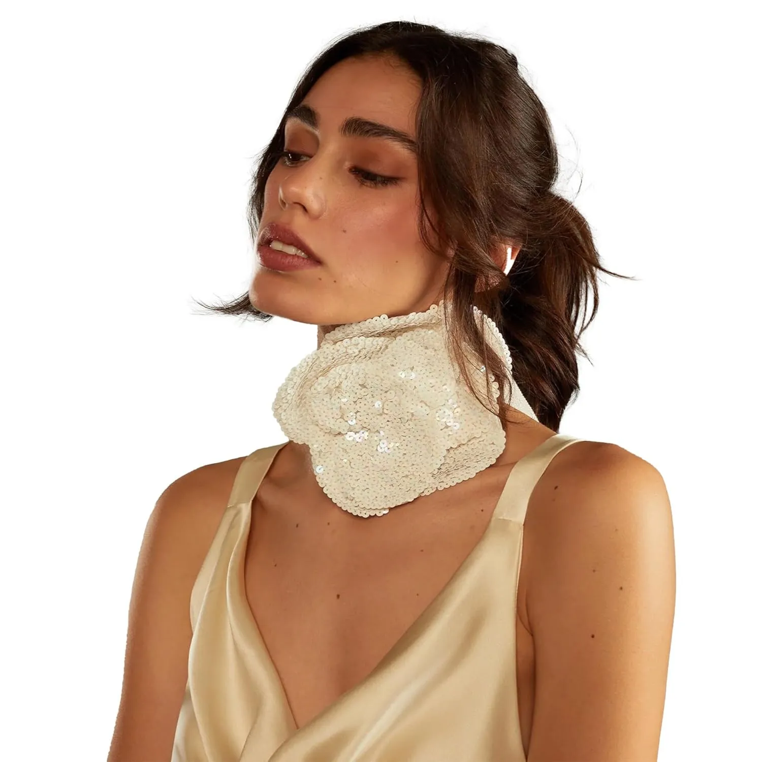 Cynthia Rowley Sequin Flower Tie (White)