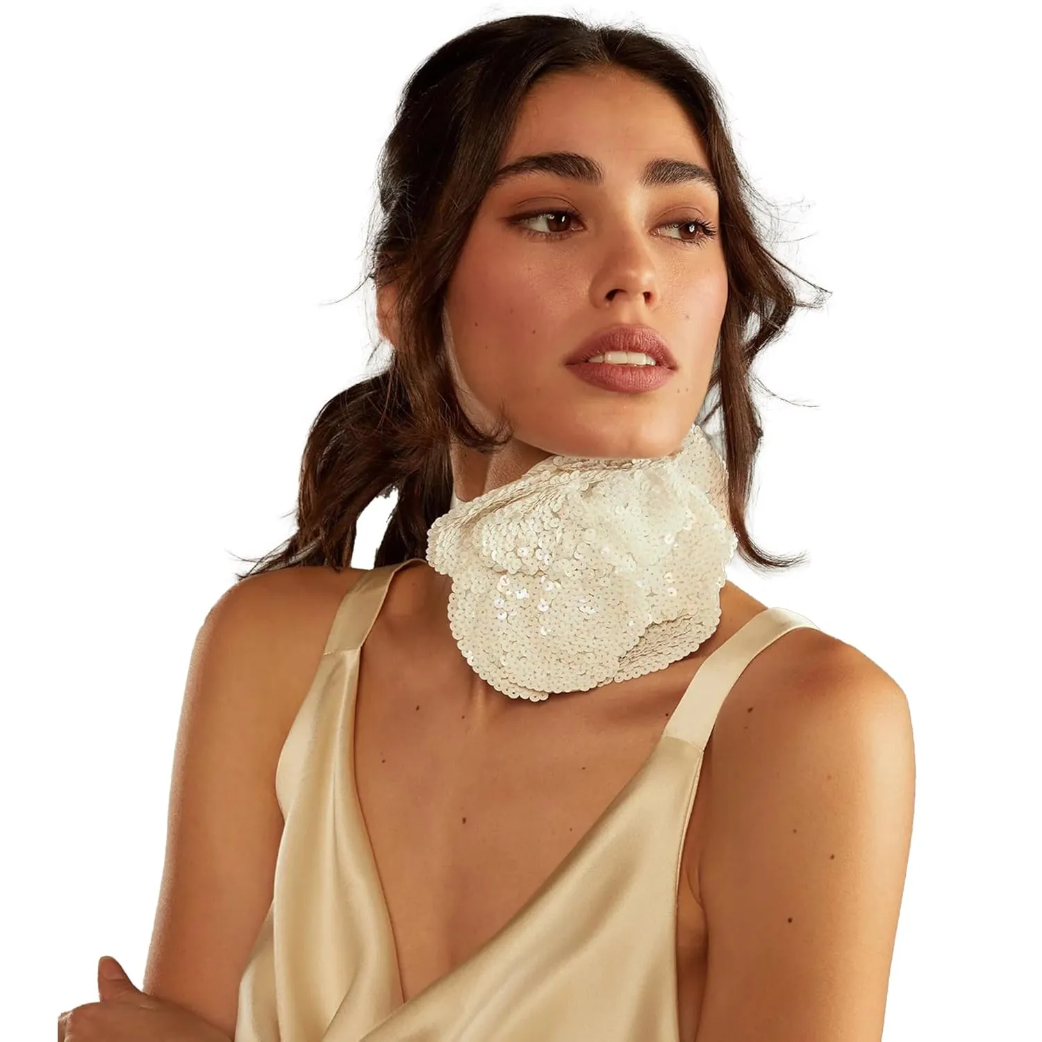 Cynthia Rowley Sequin Flower Tie (White)