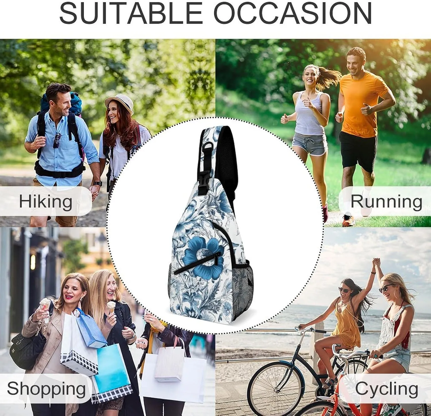 Dark And Light Colors Sling Bag Lightweight Crossbody Chest Pack Travel Shoulder Bag with Adjustable Strap