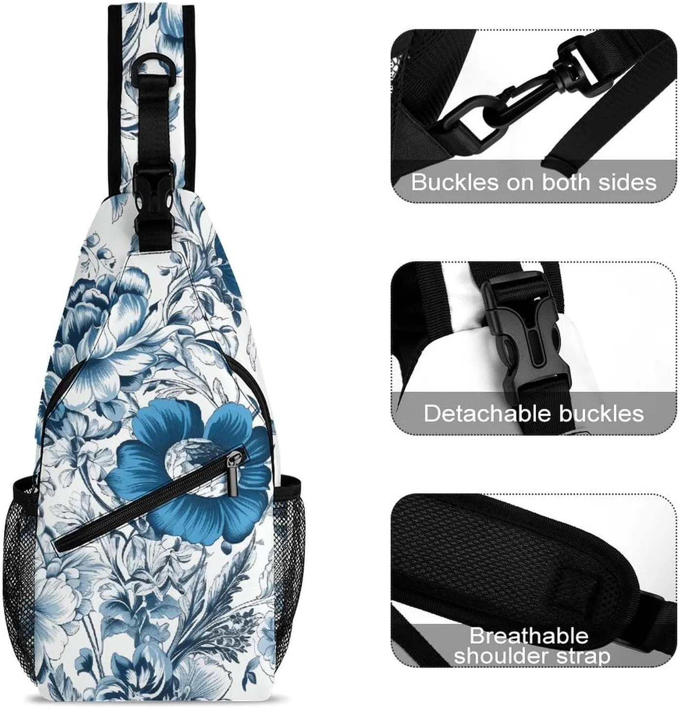 Dark And Light Colors Sling Bag Lightweight Crossbody Chest Pack Travel Shoulder Bag with Adjustable Strap