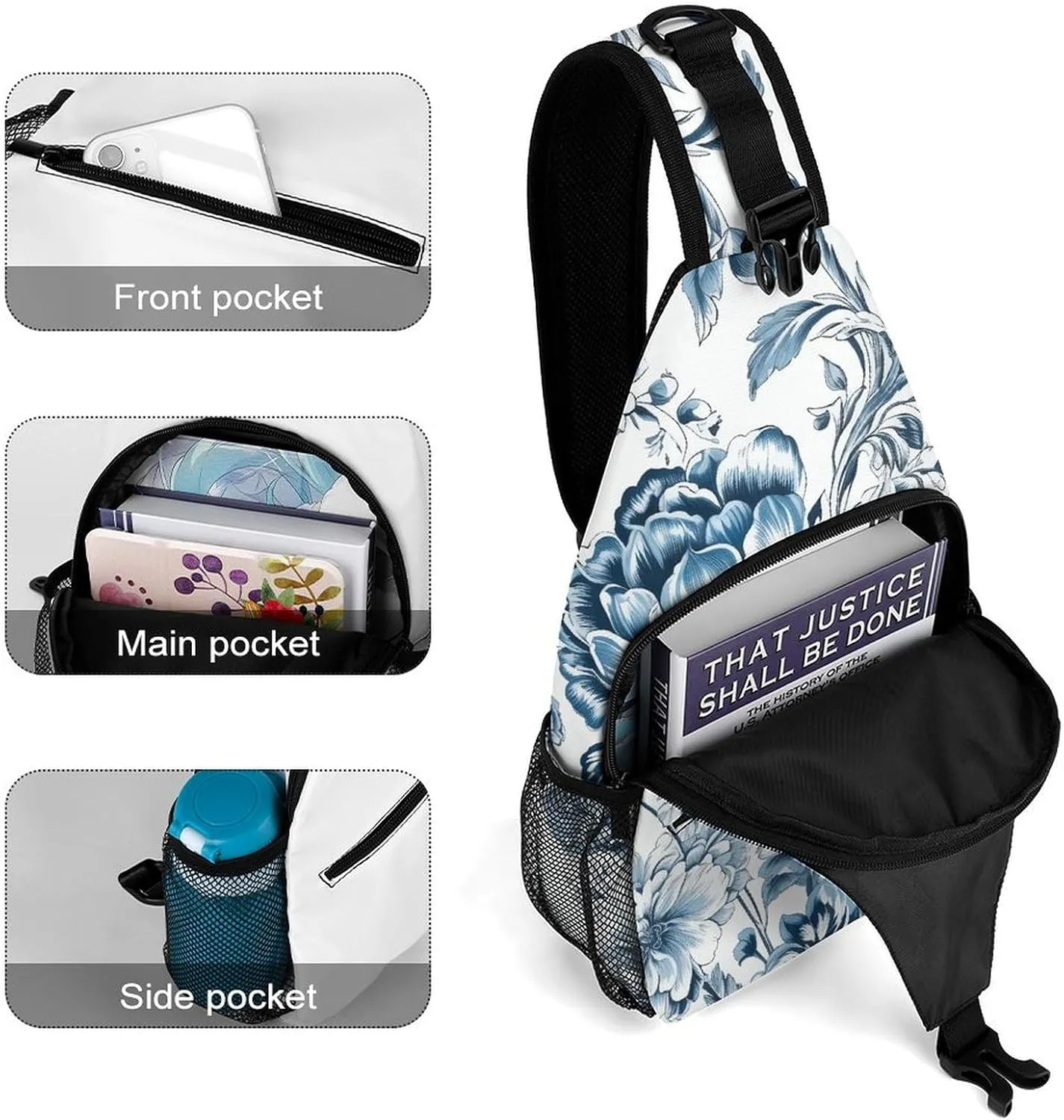 Dark And Light Colors Sling Bag Lightweight Crossbody Chest Pack Travel Shoulder Bag with Adjustable Strap
