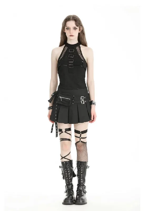 DARK IN LOVE BLACK SHORT SKIRT WITH BAGS KW359