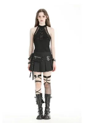 DARK IN LOVE BLACK SHORT SKIRT WITH BAGS KW359