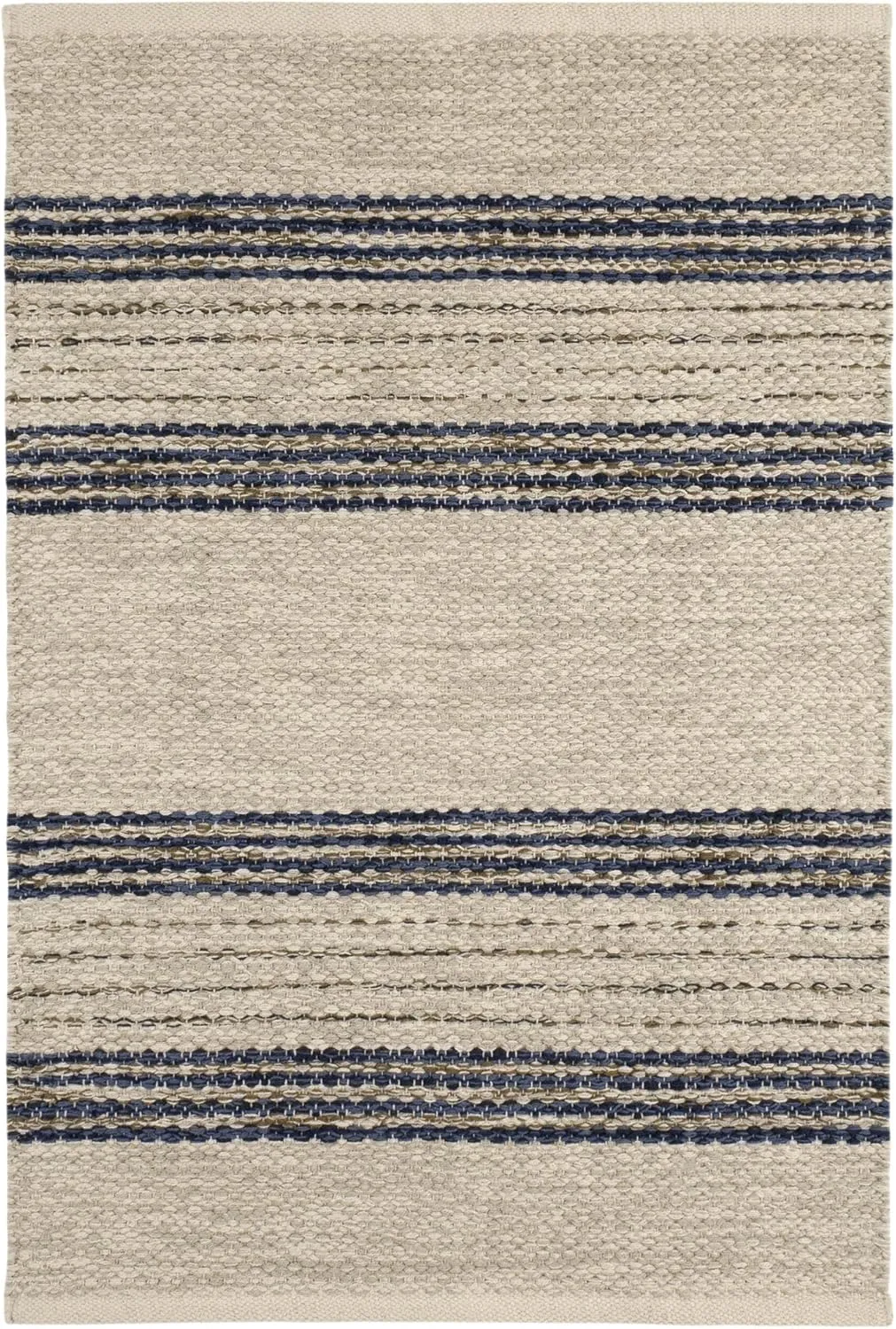 Dash & Albert Cielo Stripe Navy Handwoven Cotton Rug, 5 X 8 Feet, Blue Stripe Pattern